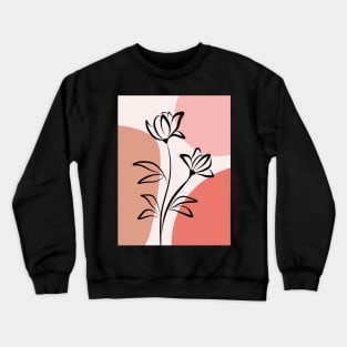 Abstract Botanical Dainty Poppy Line Flower Crewneck Sweatshirt